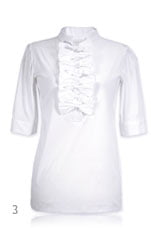 3. Biała bluzka z żabotem z kokardek (Unisono) 