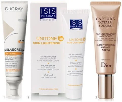 Kremy ochronne, przeciwsłoneczne, rozjaśniające przebarwienia, Isis Pharma, Melascreen Ducray, Dior