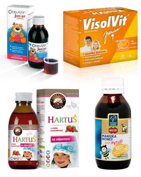 syropy dla dzieci, syrop Ceruvit, syrop Hartuś, syrop Manuka