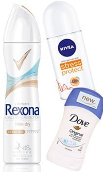 antyperspiranty, Rexona, Nivea, Dove