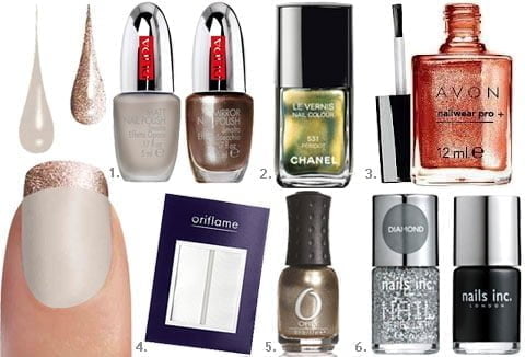 metaliczny french manicure