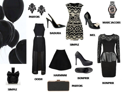 czarne ubrania i dodatki
