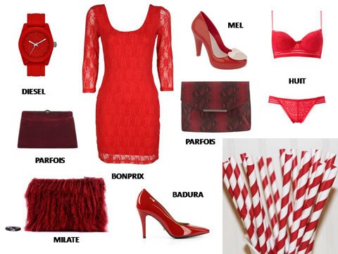czerwone ubrania i dodatki