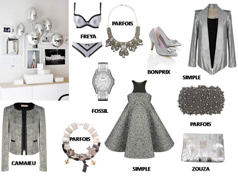 srebrne ubrania i dodatki